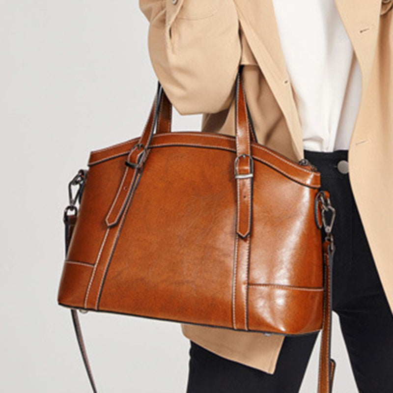 Genuine Leather Women's Crossbody Bag - Retro Casual Fashion Patch Bags
