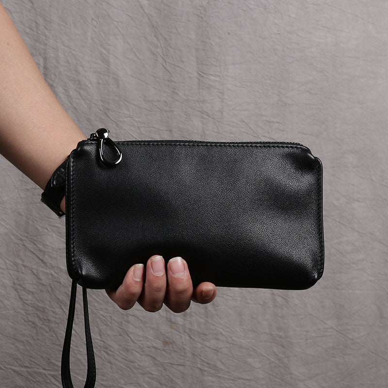 Men’s Genuine Cowhide Leather Handbag – Vintage Casual Clutch Organised Storage