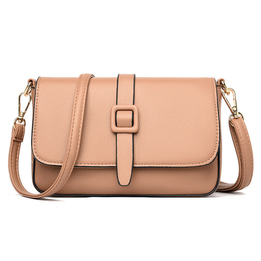 Women’s Small Square Crossbody Bag - Minimalist Leather Flap Bag