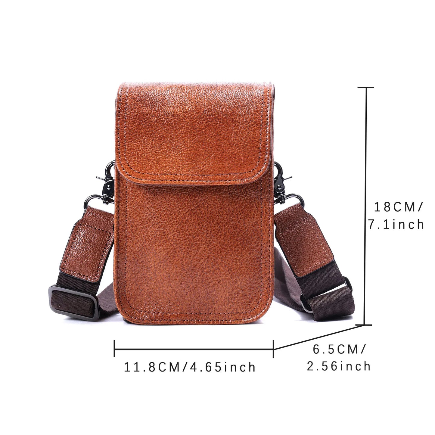 Genuine Leather Men's Shoulder Bag – Vintage Style Crossbody Phone Pouch - Scraften
