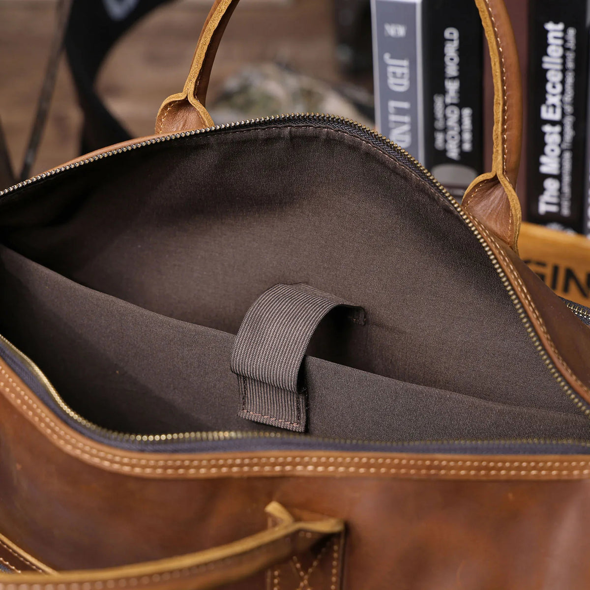 Men's Full Grain Leather Laptop Briefcase For Work