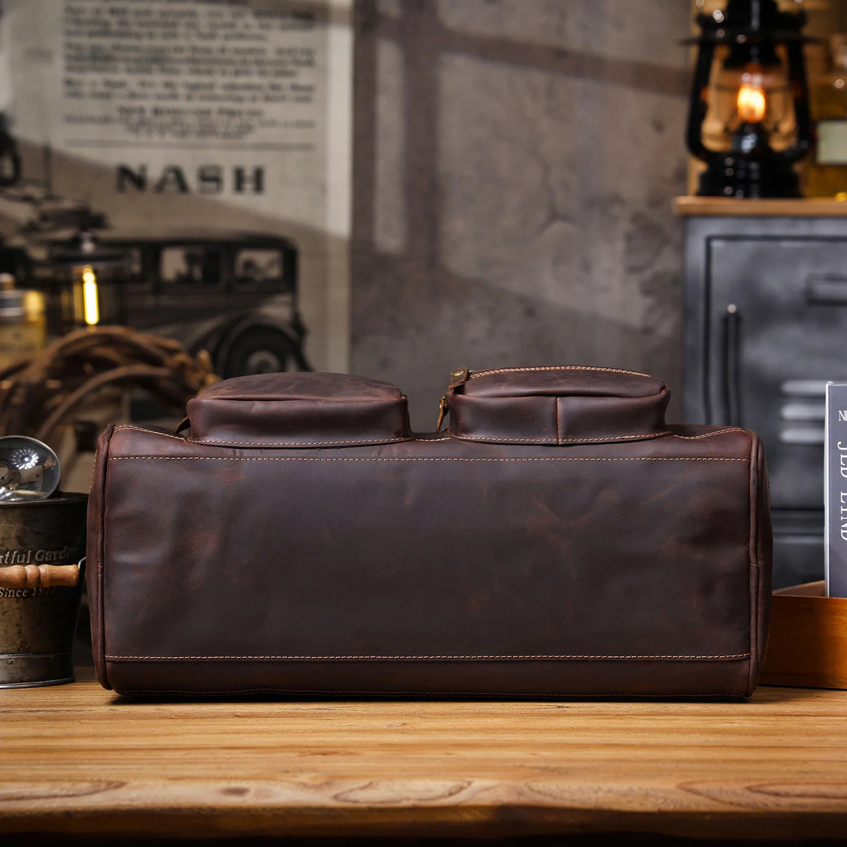Men's Full Grain Leather Laptop Briefcase For Work