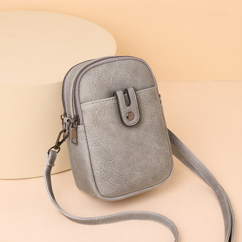 Double Zip Phone Crossbody Bag - Minimalist Phone Pouch