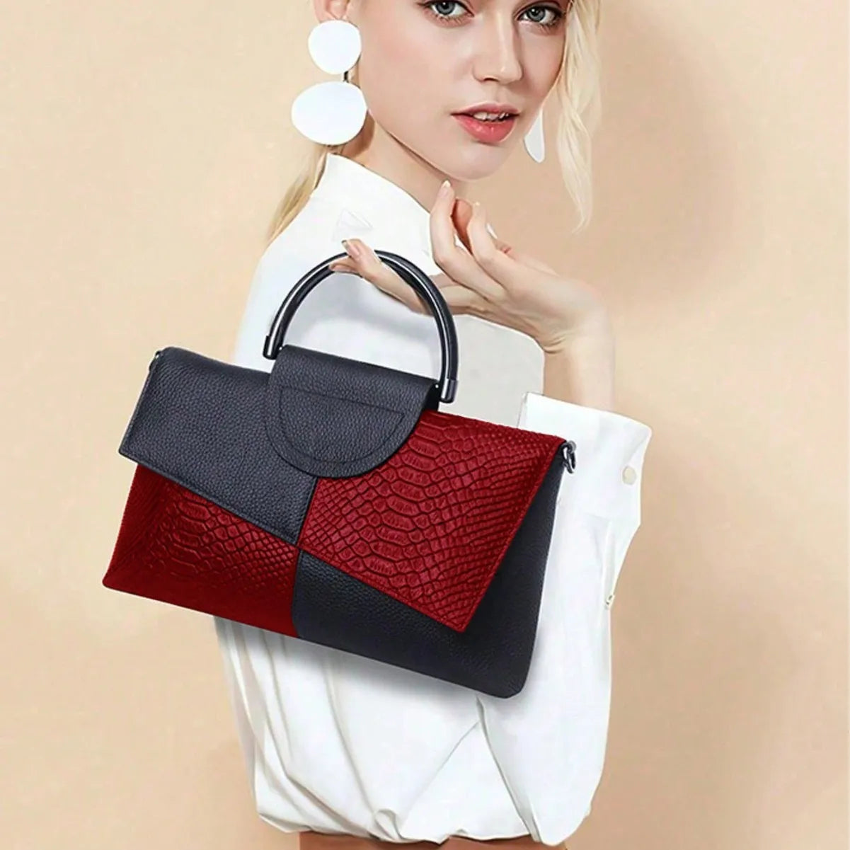 Large Capacity Crocodile Pattern Fashion Slouch Bag - New Style Party Handbag