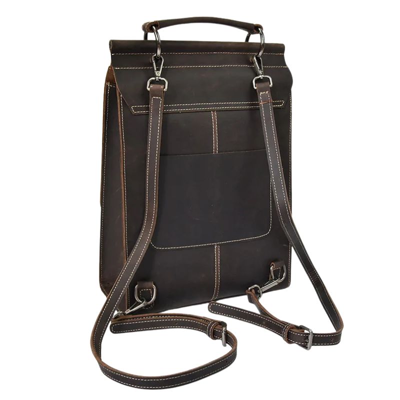 Vintage Crazy Horse Genuine Leather Backpack for Men & Women – A4 School & Laptop Daypack Rucksack