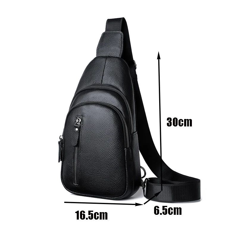 Men’s Genuine Leather Sling Bag – Casual Crossbody Chest Pack