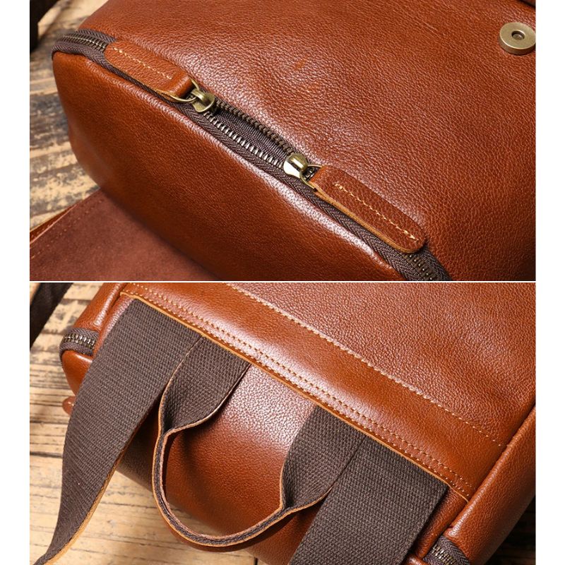 Cowhide Leather Backpack – High-Capacity Men’s Travel, Hiking & Laptop Satchel Bag