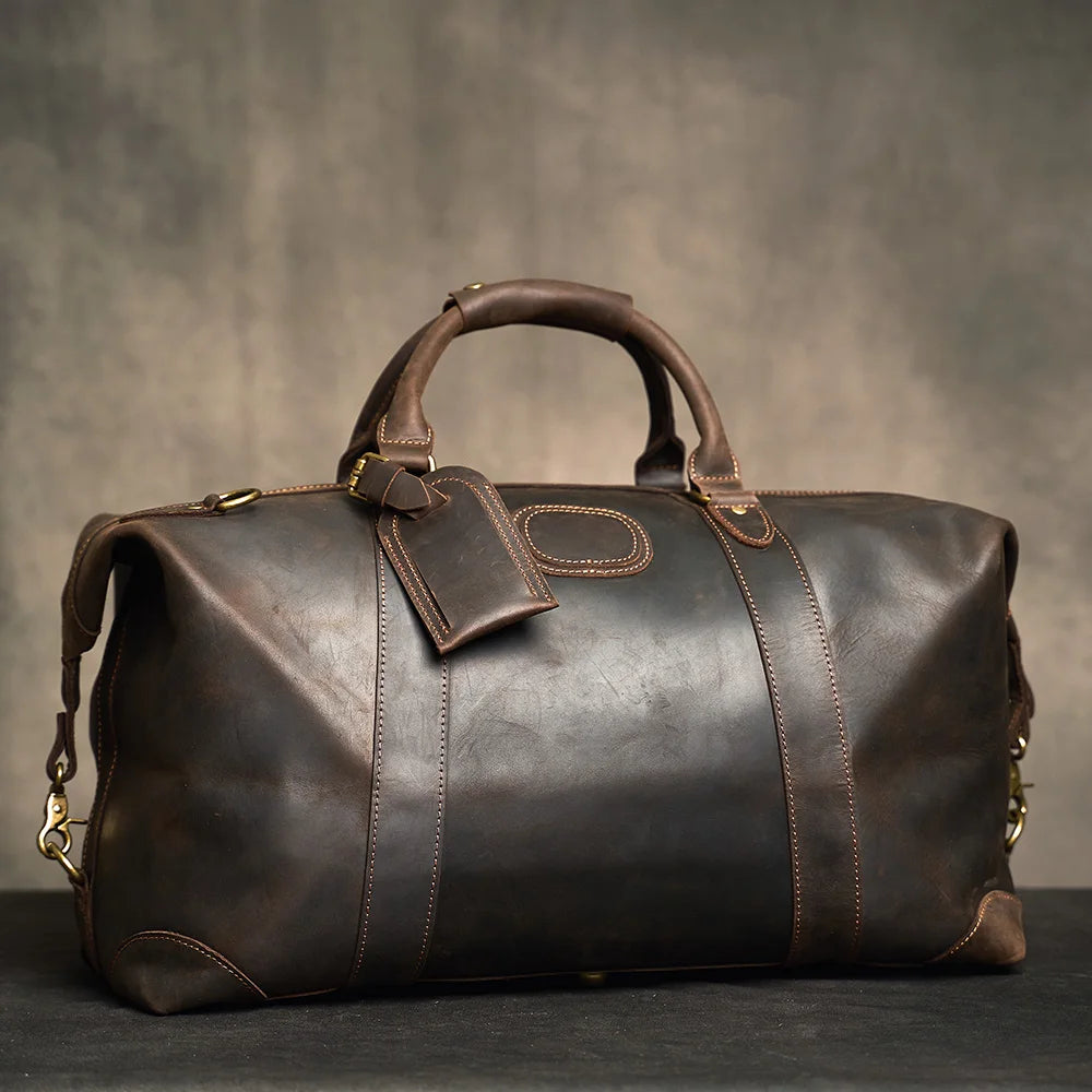 Men's Genuine Leather Duffle Travelling Handbags - Vintage Men's Shoulder Bag