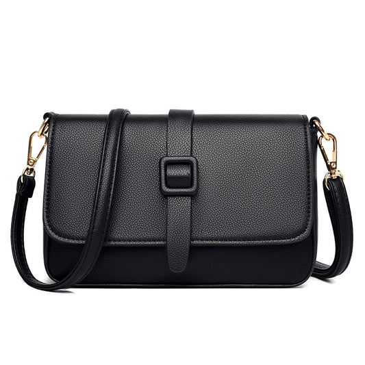 Women’s Small Square Crossbody Bag - Minimalist Leather Flap Bag