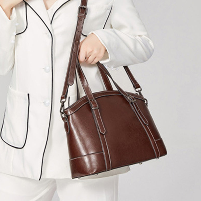 Genuine Leather Women's Crossbody Bag - Retro Casual Fashion Patch Bags