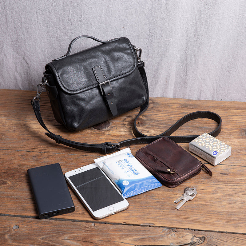 Men's Leather Handmade Shoulder Bag - Vintage Cowhide Crossbody Bags