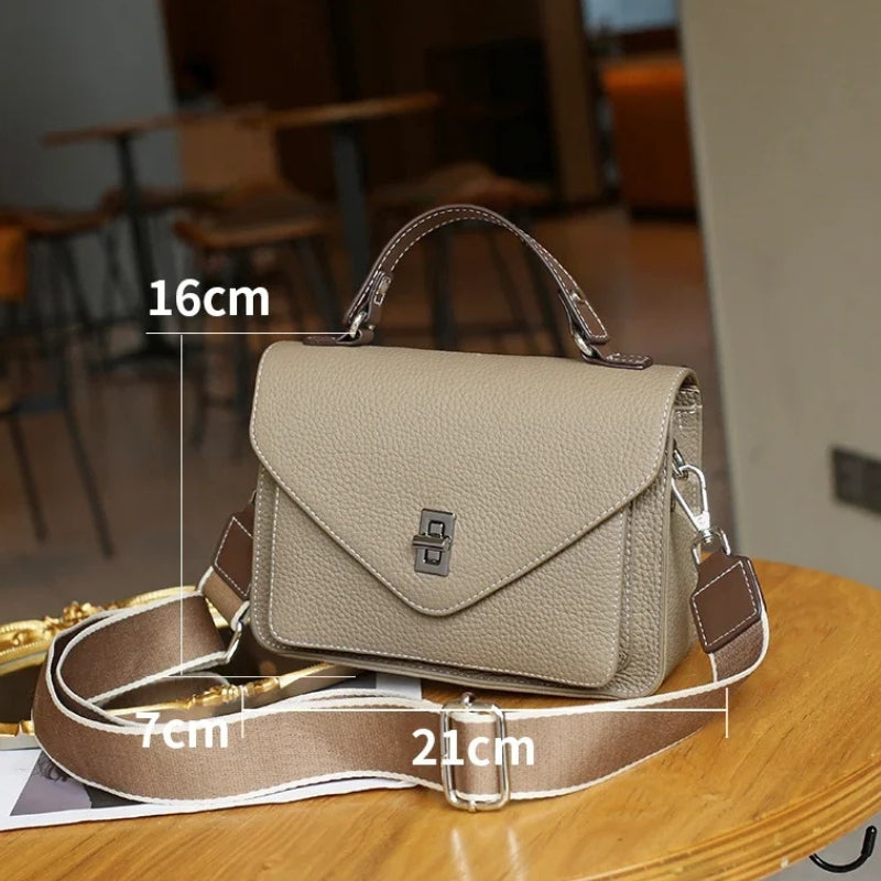 Cowhide Casual Crossbody Bag - Women Genuine Leather Handbag