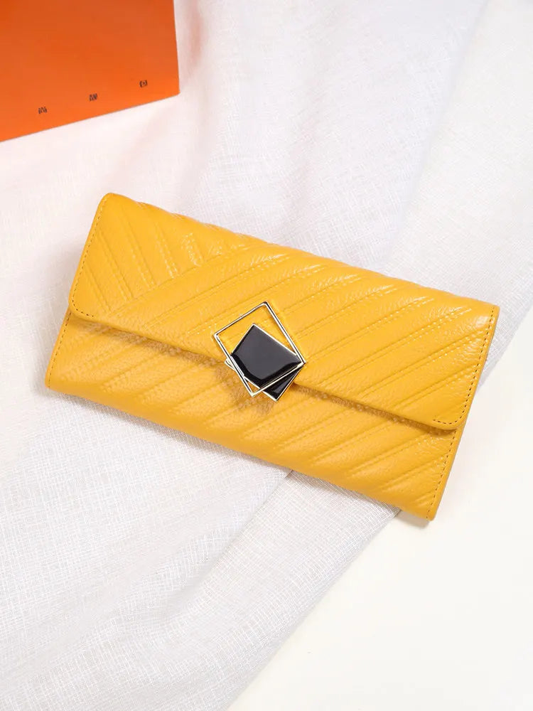 Large Capacity Leather Women's Wallet - Long Hand-Held Phone Holder