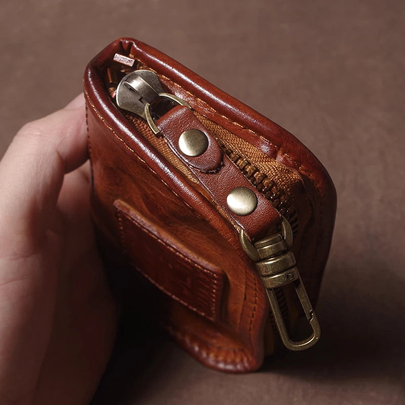 Vintage Luxury Genuine Leather Car Key Bag - Multipurpose Wallet Card Holder