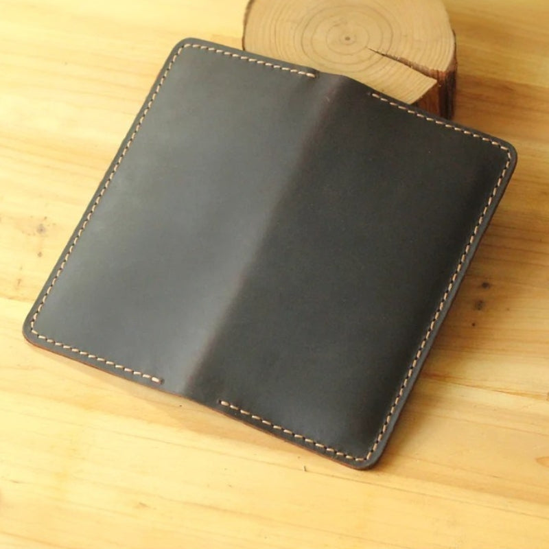 Handmade Vintage Crazy Horse Genuine Leather Wallet - Men Stylish Clutch Bag Purse