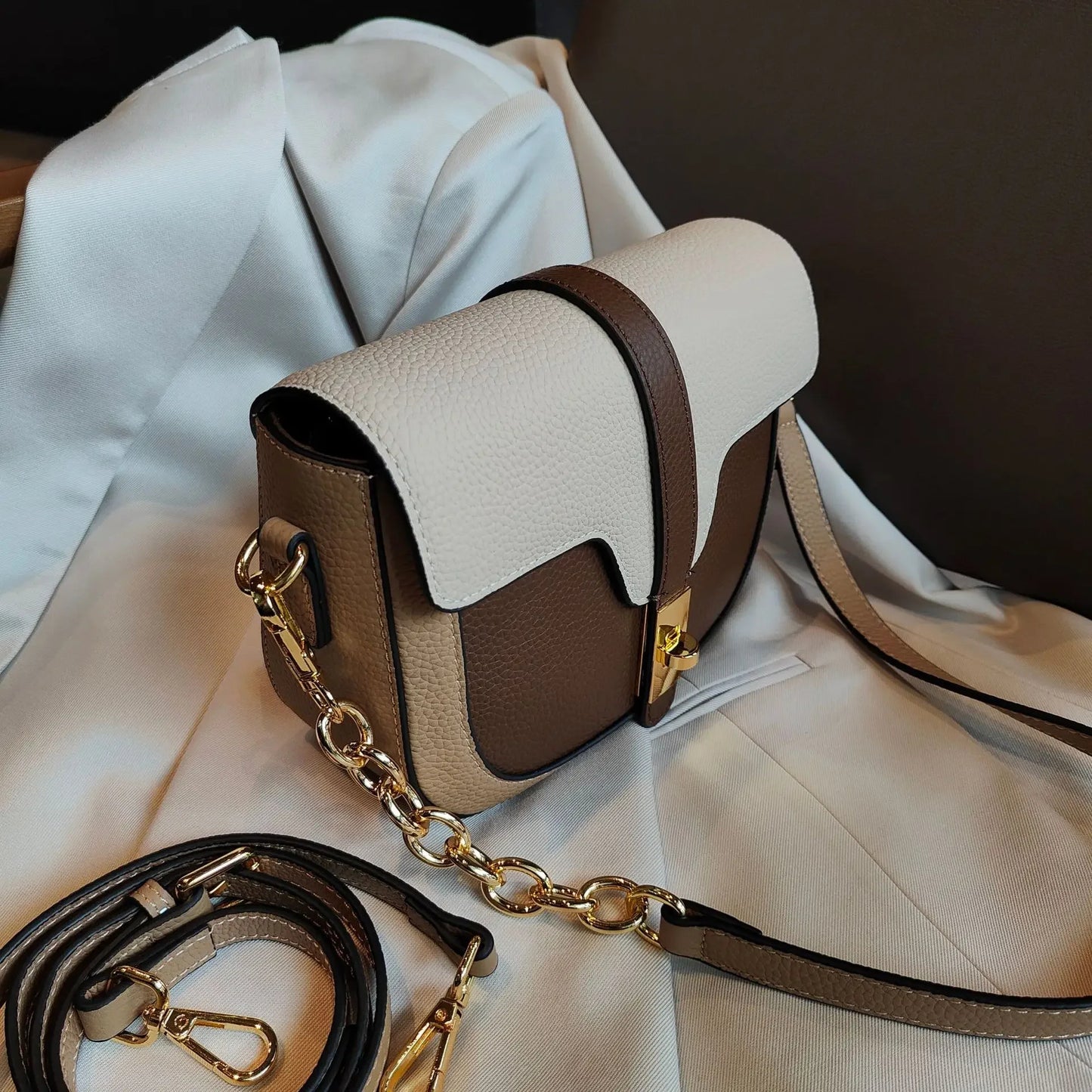Women Luxury First Layer Saddle Bag - Compact Shoulder Crossbody Bags