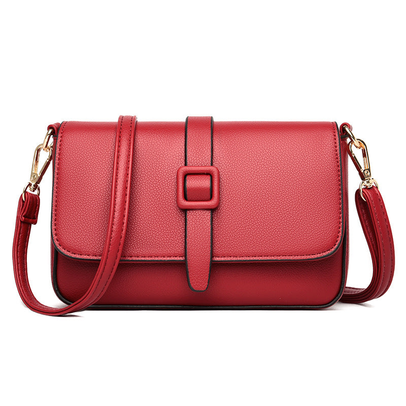Women’s Small Square Crossbody Bag - Minimalist Leather Flap Bag