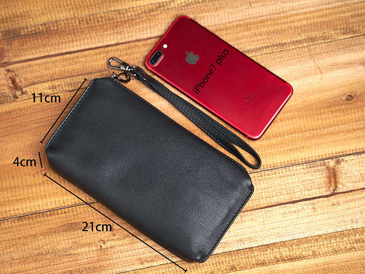 Men’s Genuine Cowhide Leather Handbag – Vintage Casual Clutch Organised Storage