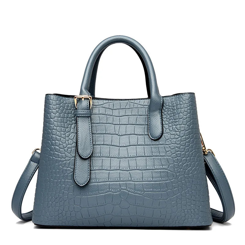 Crocodile Pattern Large Shoulder Bag – Luxury Designer Handbag