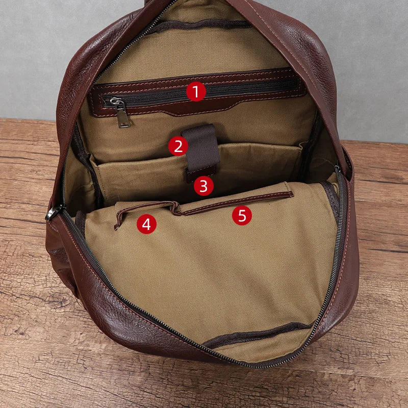 Genuine Leather Men Vintage Laptop Bag - Large Capacity Travel Backpack