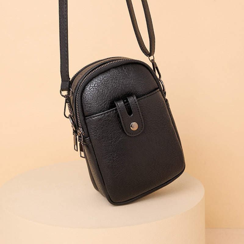 Double Zip Phone Crossbody Bag - Minimalist Phone Pouch