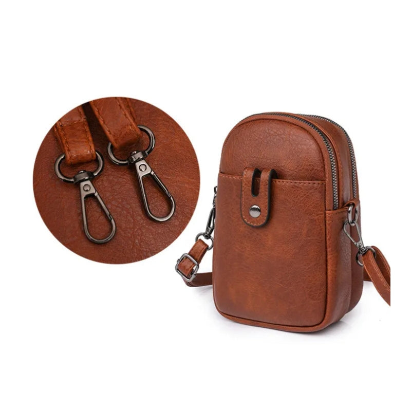 Double Zip Phone Crossbody Bag - Minimalist Phone Pouch