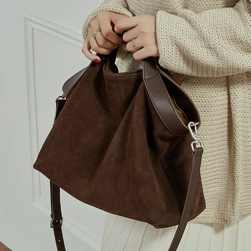 Lage Capacity Female Shoulder Crossbody Bag - Cowhide Commuting Handbags
