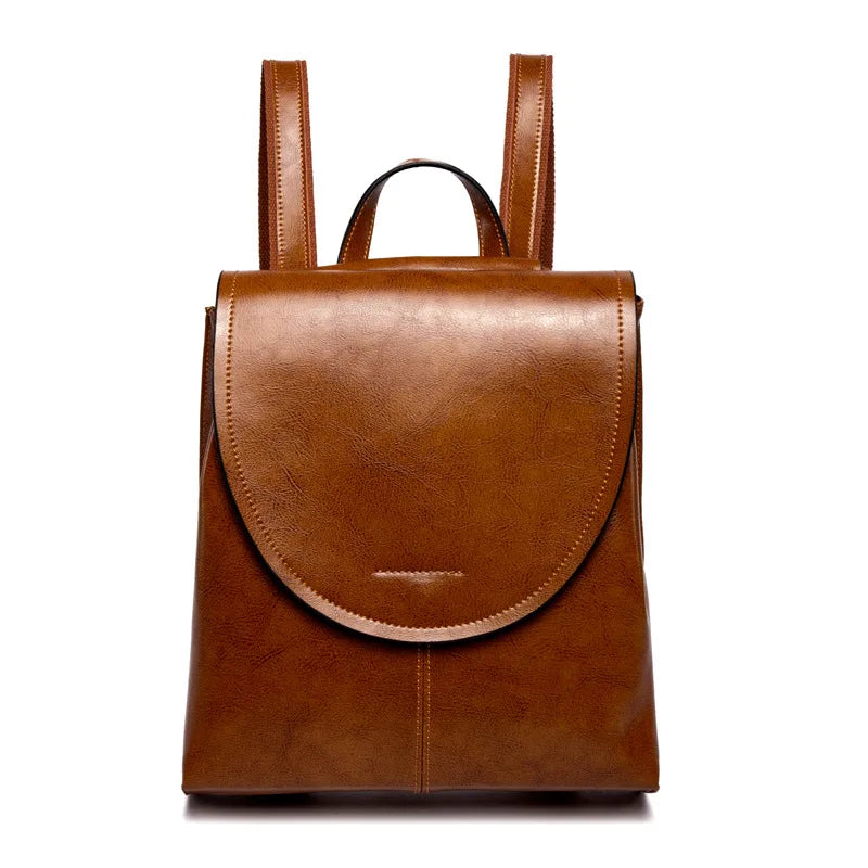 Oil Wax Cowhide Leather Backpack - Rucksack Knapsack CrossBody Bags