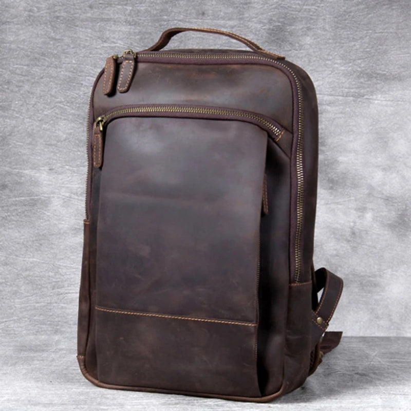 Vintage Crazy Horse Leather Men Backpack - Professional Daily Men’s Business Bag