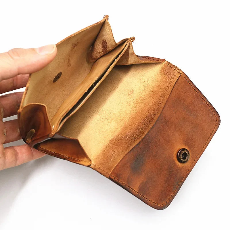 Handmade Leather RFID Zipper Wallet - Vintage Card Holder Coin Purse