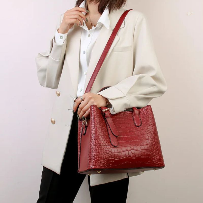 Crocodile Pattern Large Shoulder Bag – Luxury Designer Handbag