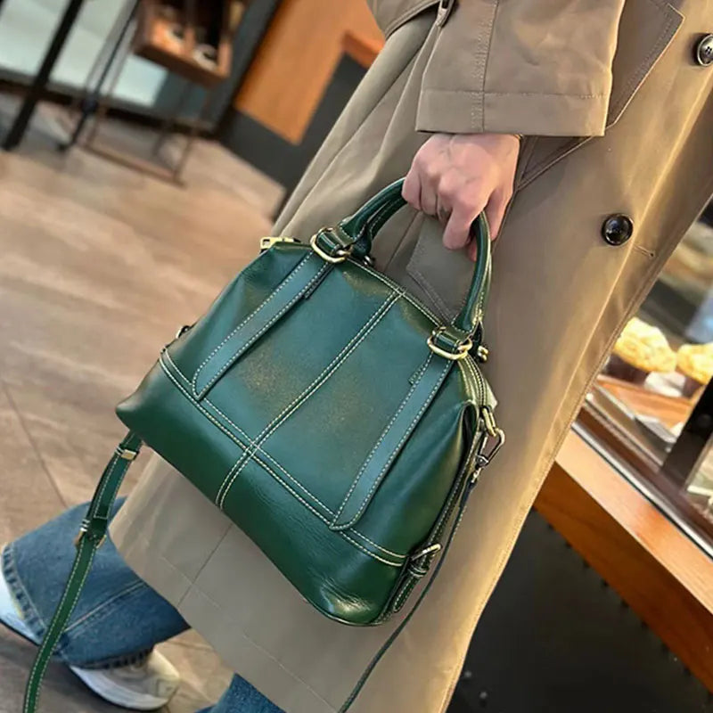 Vintage Genuine Cow Leather Women's Bag - Luxury Design Woman Handbag