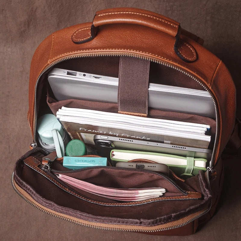 Luxury Leather Laptop Travel Backpack