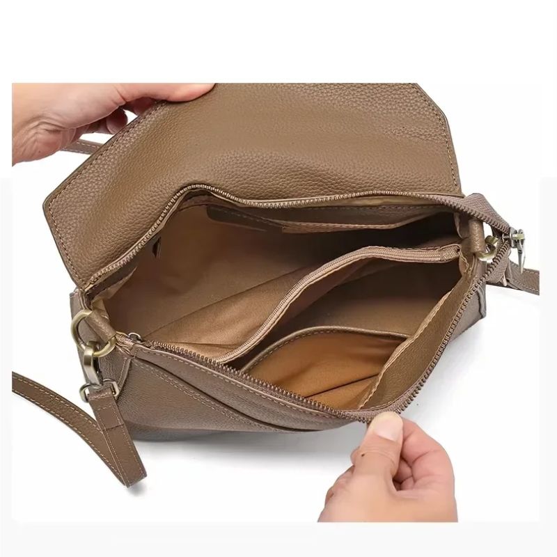 Cowhide Leather Women's Geometric Shoulder Bag - Luxury Crossbody Handbag