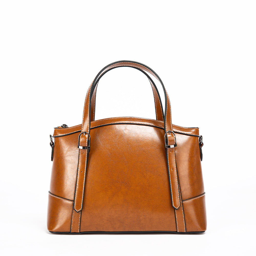 Genuine Leather Women's Crossbody Bag - Retro Casual Fashion Patch Bags