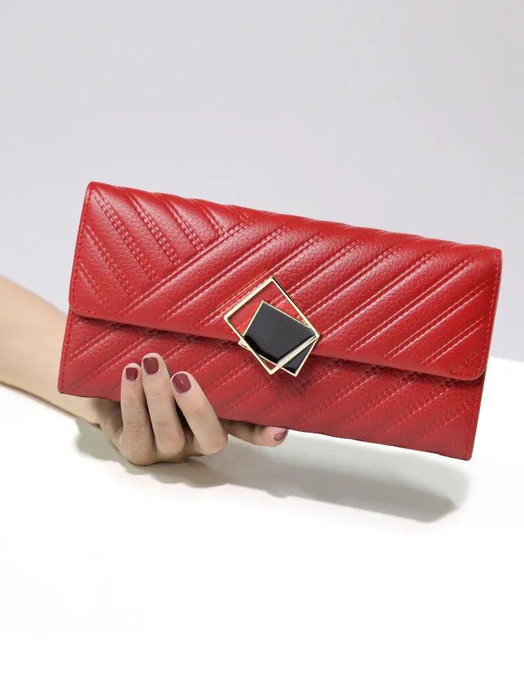 Large Capacity Leather Women's Wallet - Long Hand-Held Phone Holder