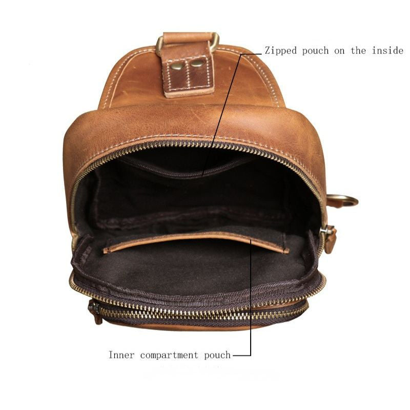 European and American Men's Crazy Horse Leather Crossbody Chest Bag