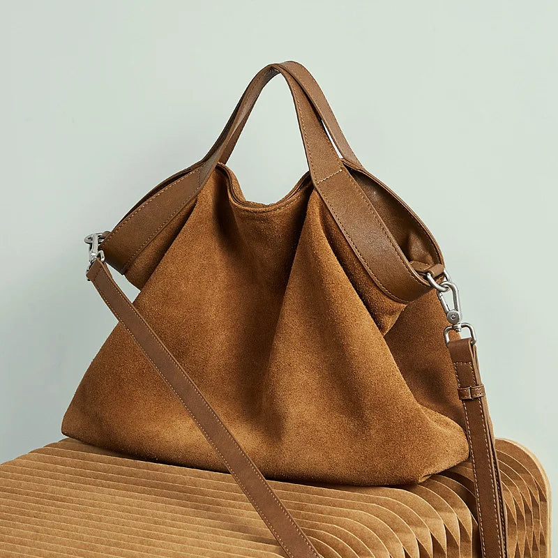 Lage Capacity Female Shoulder Crossbody Bag - Cowhide Commuting Handbags