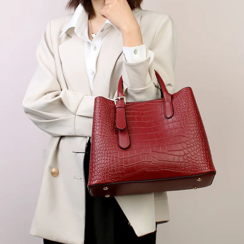 Crocodile Pattern Large Shoulder Bag – Luxury Designer Handbag