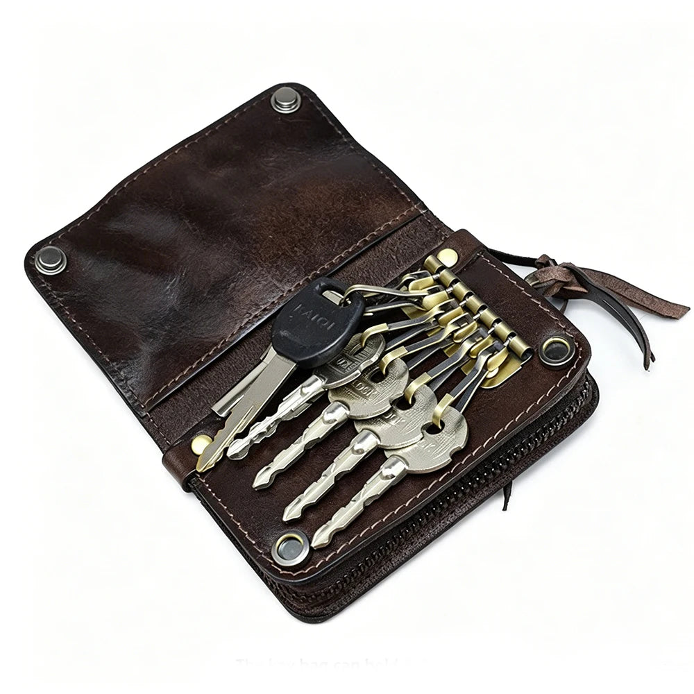 Genuine Leather Large Capacity Men Retro Wallet - Handmade Small Storage Bag