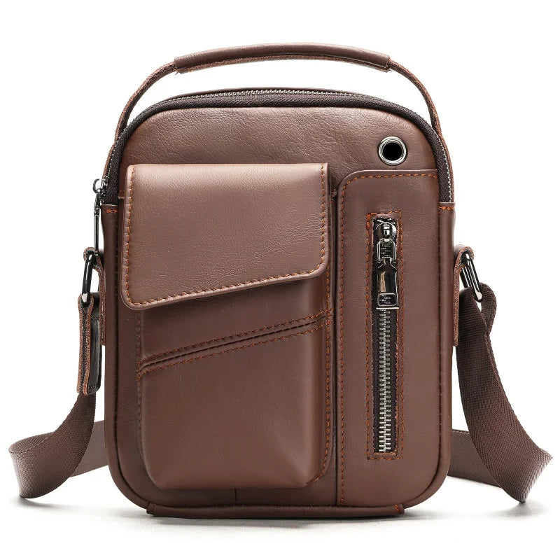Men's Cowhide Casual Crossbody Bag - Large Capacity Leather Sling Bags