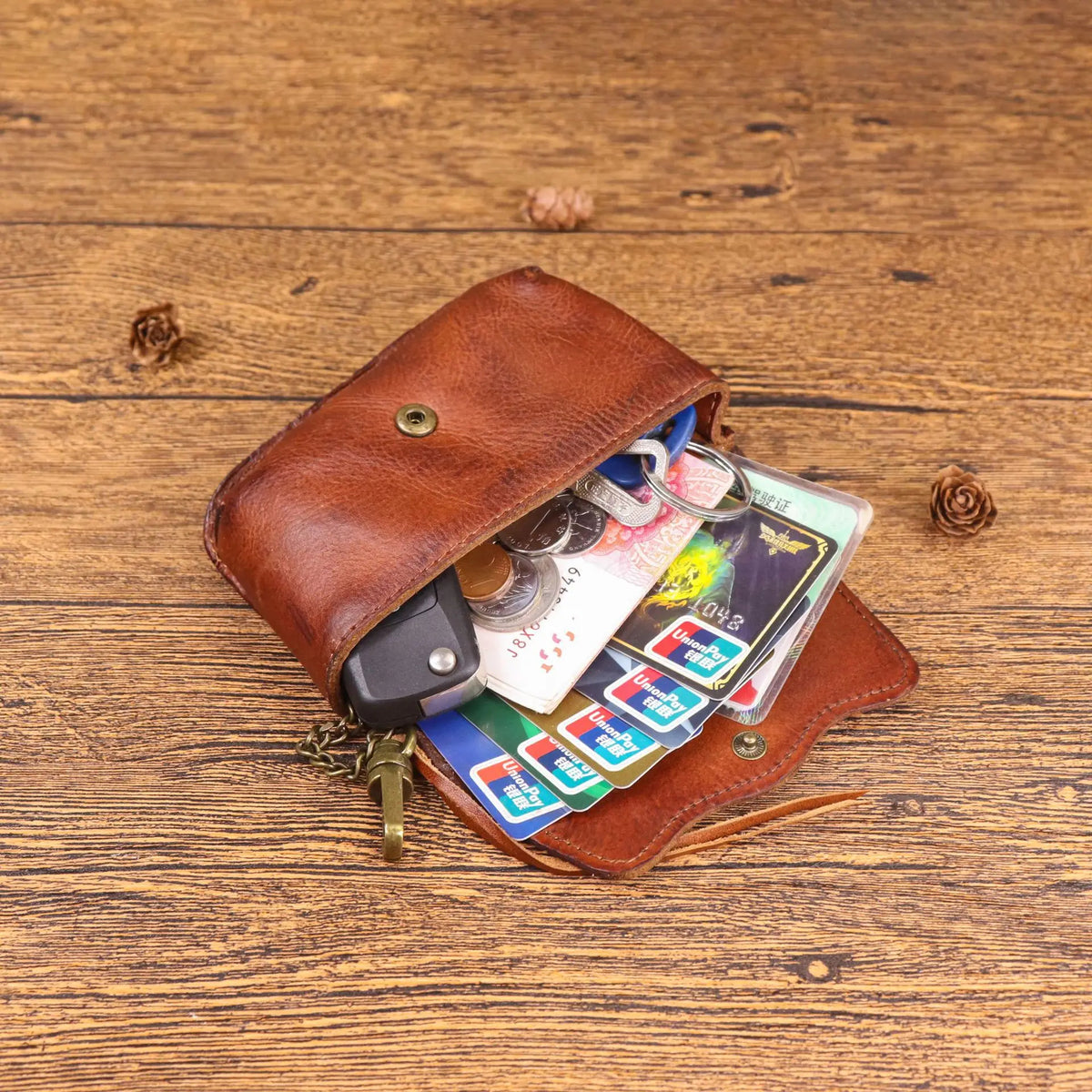 Retro Men Genuine Leather Handmade Bags - Multifunctional Card Holder Bag