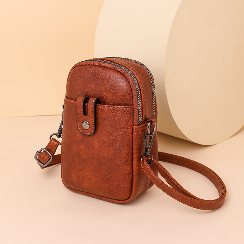 Double Zip Phone Crossbody Bag - Minimalist Phone Pouch