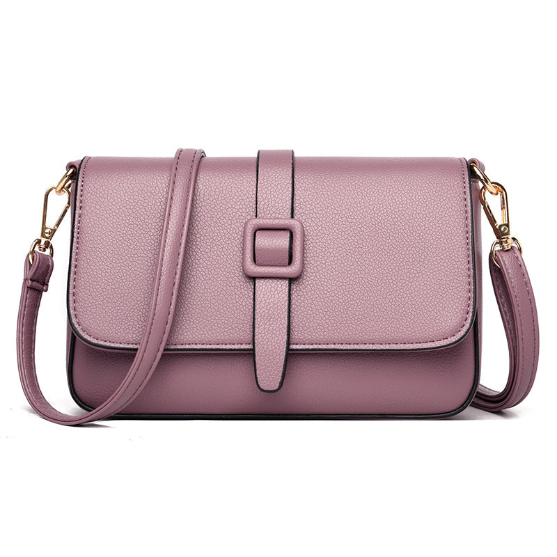 Women’s Small Square Crossbody Bag - Minimalist Leather Flap Bag