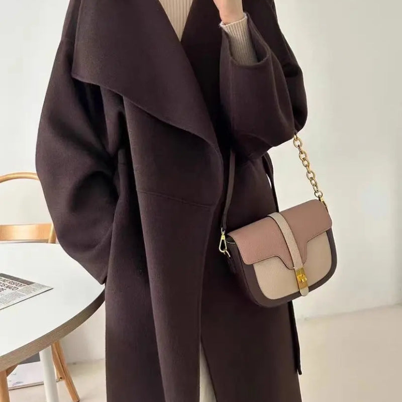 Women Luxury First Layer Saddle Bag - Compact Shoulder Crossbody Bags