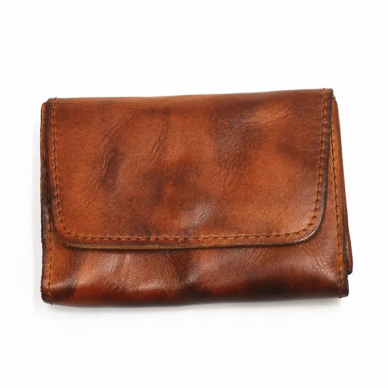 Handmade Leather RFID Zipper Wallet - Vintage Card Holder Coin Purse