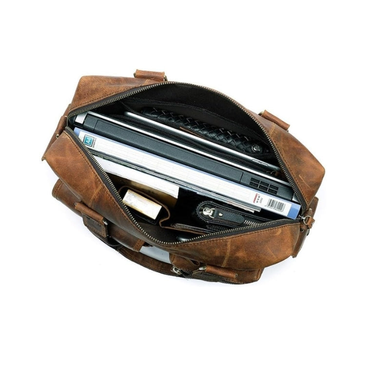 Horizontal Outdoor Business Hand Bag -  First Layer Cowhide Leather Travel Luggage