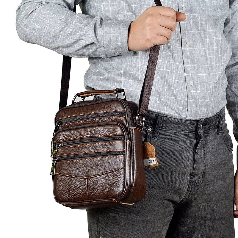 Retro Soft Cowhide Leather Crossbody - Mini Pad Boy Shoulder Bag