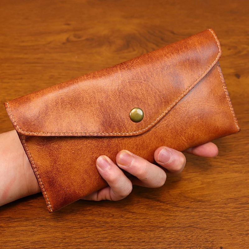 Genuine Leather Men Handmade Wallet - High Quality Retro Handbag