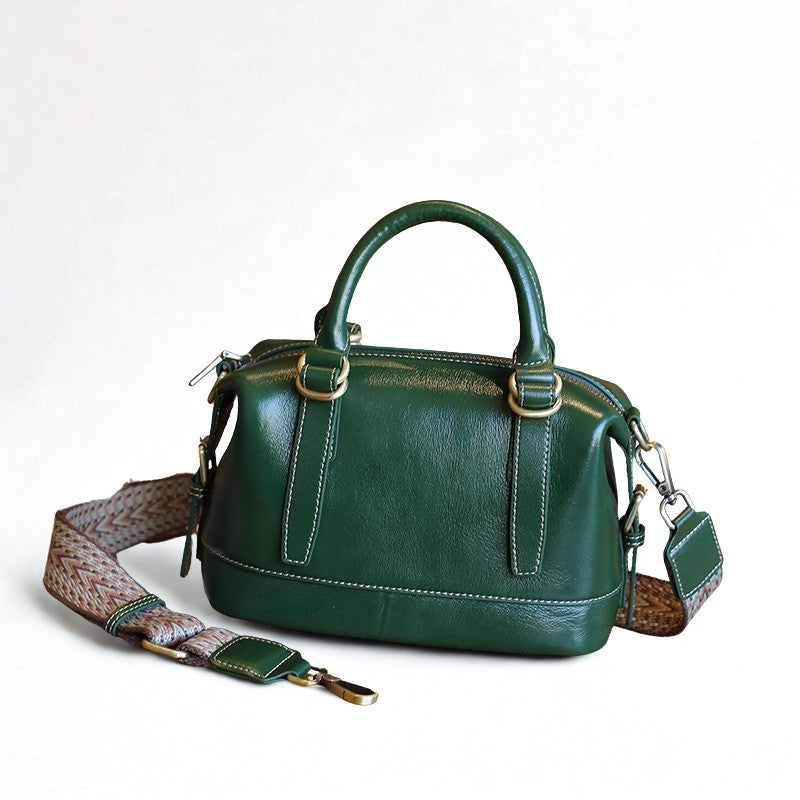 Genuine Leather Shoulder Messenger Bag - First Layer Cowhide Sandwich Zipper Bags